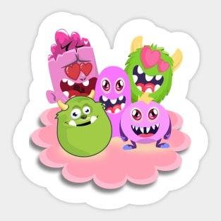 Cute and funny Graffiti monster squad in action Sticker